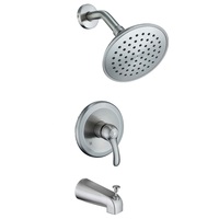 Mitigeur de douche mural dissimulé moderne pour salle de bain, avec régulation de pression, pour baignoire et douche, avec bec verseur et pommeau de douche de 6 pouces