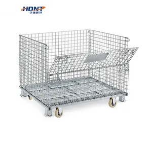 Heavy-Duty Metal Warehouse Logistic Stackable Wire Mesh Transport Box Logistical Basket Container for Loading