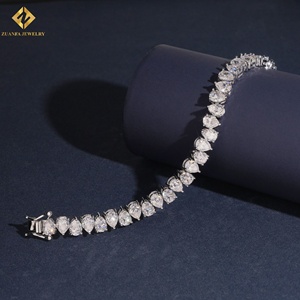 Moissanite Tennis <b>Bracelet</b> Pear Cut 5*7mm 925 <b>Silver</b> Rhodium Plated Luxury Pass Diamond Tester <b>Bracelet</b> - Product Image 4