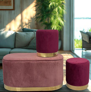 Ghế đệm nhung tiết kiệm không gian đa năng có ngăn chứa đồ, bộ 3 ghế, mọi màu sắc, ghế dài có ngăn chứa đồ, ghế đôn - Product Image 6