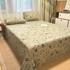 Elegant Printed Cotton Linen Blend Plant Pattern Customizable Bedding Set Flat Sheet Fitted Sheet <strong>Home</strong> <strong>Collection</strong> - Product Image 1