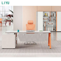 Bureau de direction en bois massif convertible en forme de L Liyu Modern