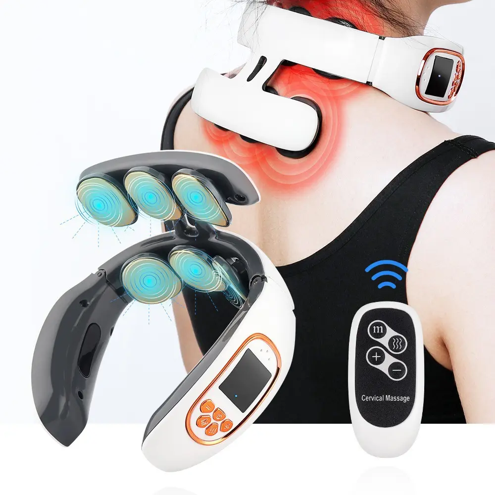 6 head mini portable smart EMS pulse infrared physiotherapy pain relief electric neck massager machine