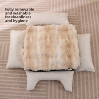 Nid pour chat en velours bouclé effet fourrure de lapin, lit pour animaux de compagnie doux et confortable, chaud pour l'hiver, amovible et lavable, canapé pour animaux respirant pour le sommeil