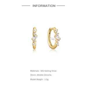 CANNER Boucles d'oreilles créoles géométriques simples et tendance en argent sterling S925 plaqué rhodium avec zircon 5A - Product Image 2