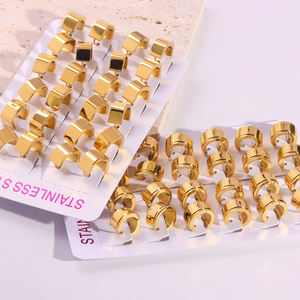 Aretes de Aro de Acero Inoxidable al Por Mayor Bañados en Oro de 18k para Mujer con Textura a la Moda Joyería de Aros Gruesos de Tendencia - Product Image 6