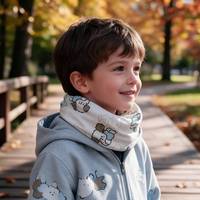 Cache-cou multifonctionnel en polyester coupe-vent pour enfants, avec anneau en O, idéal pour l'automne et l'hiver