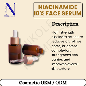 Suero Iluminador con Niacinamida al 10% OEM/ODM, Suaviza, Hidrata y Revitaliza, Fórmula Ligera de Rápida Absorción - Product Image 6