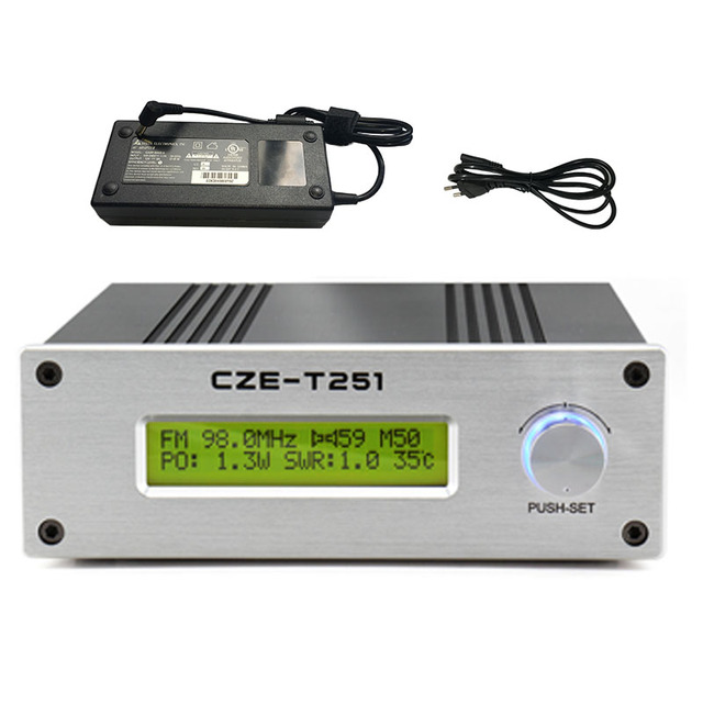 CZE-T251 FM Transmitter FM Transmitter 0-25W Adjustable 87-108MHz Mono Stereo PLL Broadcast Station