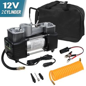 ปั๊มลมยางรถยนต์แบบสองกระบอกสูบ รุ่นใช้งานหนัก 12V พกพาสะดวก 150 PSI สีดำ ใช้ได้กับรถยนต์ทั่วไป รุ่น SR02-014 สำหรับยาง SR - Product Image 2