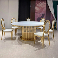 Mesa de Comedor Redonda Moderna de Acero Inoxidable de Lujo para Hoteles y Eventos de Boda