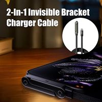 Câble de charge rapide 2-en-1 USB Type-C 240W en cuivre pur tressé avec support de téléphone intégré