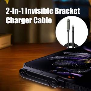 Кабель для быстрой зарядки 2-в-1 с невидимым держателем USB Type-C 240 Вт, оплетка из чистой меди, со встроенной подставкой для телефона - Product Image 5