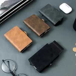 Casekey OEM стильный бизнес Cartera тонкий PU кожаный RFID-держатель для кредитных карт мужской выдвижной смарт-кошелек с зажимом для денег