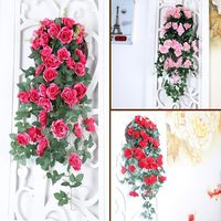 Guirlande de roses artificielles denses pour panier suspendu, décoration murale de mariage et de maison, mur de fleurs de roses simulées