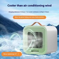 Ventilateur de bureau rafraîchissant à cristaux de glace, 1200 mAh, USB Type C, moteur sans balais rechargeable, portable pour le bureau et la maison, vert menthe, orange