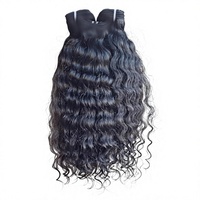 Rambut Manusia Bergelombang Water Wave 14 Inch Remy India Hitam Alami Ekstensi Double Weft Double Drawn Bebas Bahan Kimia