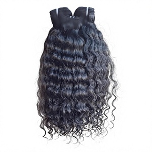 Extensions de cheveux humains ondulés Water Wave, 14 pouces, Remy, cheveux indiens, noir naturel, double trame, double tirage - Product Image 1