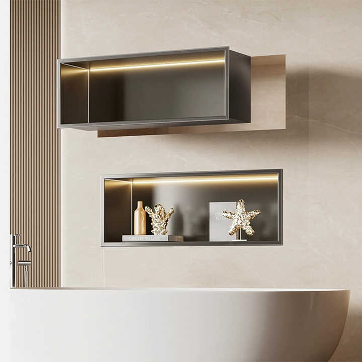 Modern Style Recessed Brushed Black Stainless Steel Shower Niche Shelf ...