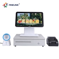 FINELINK Ordinateur Tout-en-Un 15,6 pouces Écran Tactile Capacitif POS Noir Garantie 1 an pour les Entreprises et les Écoles