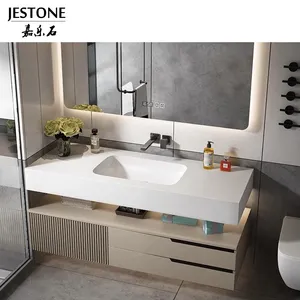 Jestone popüler yapay mermer taş tek lavabo banyo makyaj dolabı ayna ile