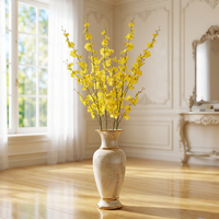 Bunga Forsythia Dinding Modern Buatan Tangan Berkualitas Tinggi Warna Kuning Sutra untuk Acara Thanksgiving, Wisuda, Natal, Halloween