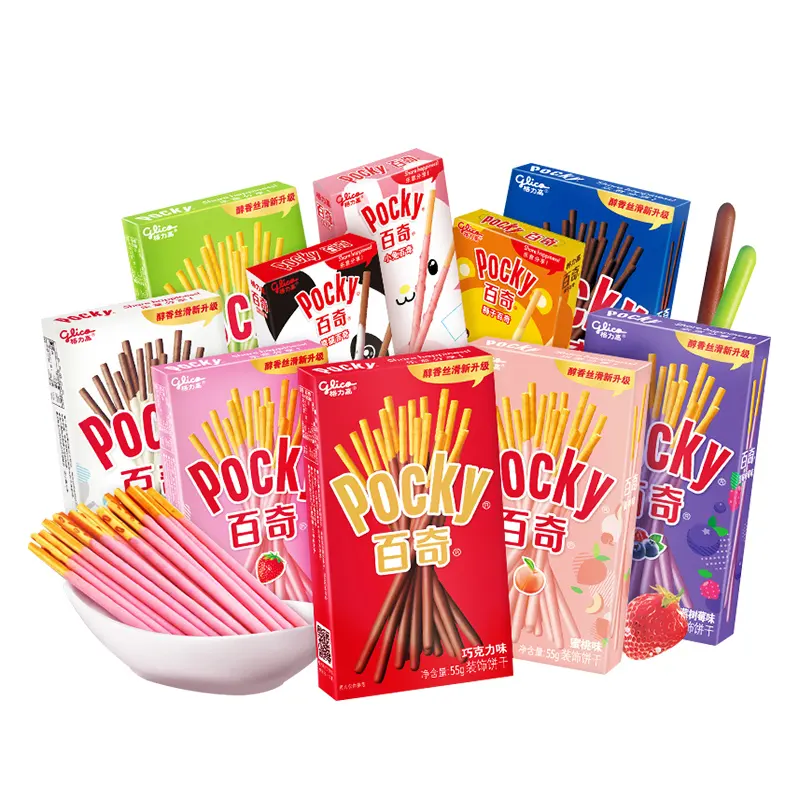 卸売エキゾチックスナックエキゾチックポッキースティックチョコレートバー、ココアバーグリコポッキー中国包装カスタマイズ可能なラベル