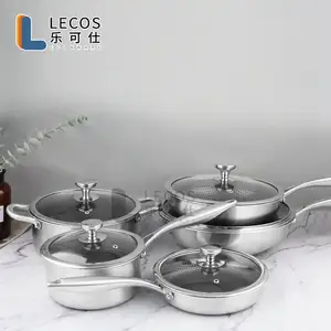 High Quality Cooking Pot Set Kitchen 3-Ply Clad Stainless Steel Non-Stick Honeycomb Pots And Pans Cookware Set