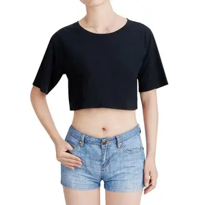 OEM дизайн логотипа на заказ, однотонная женская футболка с коротким рукавом, летняя женская футболка, короткий топ