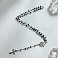 Collier de prière en cristal de 4 mm, médaille de la Vierge Marie en alliage, pendentif croix, chaîne de prière multicolores, bijoux religieux catholiques