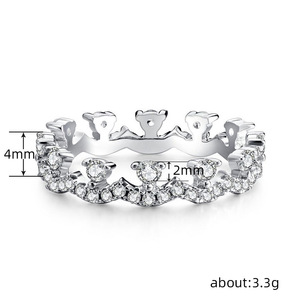 Anello a Corona Principessa con Pizzo Ondulato per Donne, Elegante Gioiello da Dito Impilabile alla Moda - Product Image 5