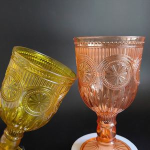 Vintage Plastic 380ml Unbreakable Stemmed <b>Wine</b> <b>Goblet</b> Floral Embossed Reusable Party Tableware - Product Image 3