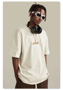 Camisetas de manga corta de punto de algodón 100% en blanco para hombre al por mayor diseño de hombros caídos ajuste regular de alta calidad - Product Image 3