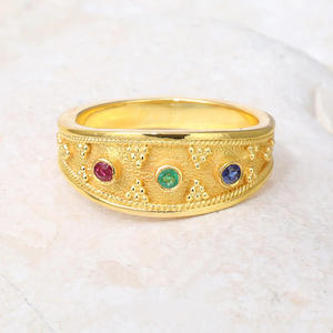 Anello T0314 con Gemma Dorata, Motivo a Stella, Incastonatura a Castone, Zircone, Unisex, per Uso Quotidiano, Anelli Raffinati - Product Image 2