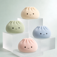Jouet Squishy Personnalisé Pastel Bao Bun, Jouet Anti-stress Souriant en Forme de Dumpling pour Bureau, Cadeau Promotionnel d'Anniversaire