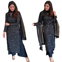 Dernière collection de costumes de luxe en satin de soie Shalwat Nouveau créateur Robe de festival Salwar Kameez indienne pakistanaise personnalisable