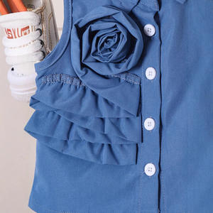 Completo 2025 estivo per ragazze elegante con colletto rovesciato senza maniche + <span class=keywords><strong>pantaloni</strong></span> lunghi 2 pezzi Set di abbigliamento per ragazze - Product Image 4