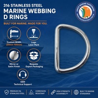 Anneau en D en acier inoxydable 316 pour sangle marine 6x50mm, sac, camping, sangle pour animaux de compagnie, porte-monnaie en cuir, gréement, yacht, bateau, accessoires de quincaillerie