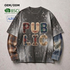Camiseta Holgada con Diseño de Mono con Salpicaduras de Pintura Personalizadas, Bordado de Apliques, Estilo Urbano de Doble Capa, Pedido de Prueba Flexible para Compras al por Mayor - Product Image 1
