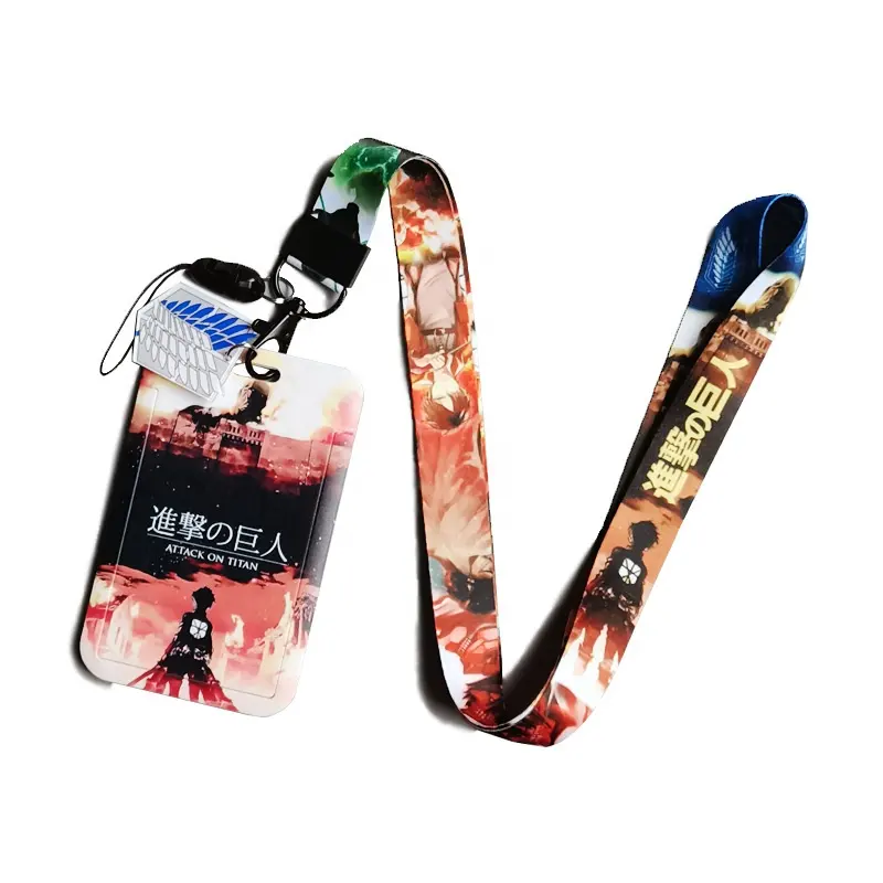 Aanval Op Titan Cartoon Telefoon Lanyard Card Sleeve Voor Promotie Sleutelhanger Id Kaarthouder Anime Polyester Lanyards