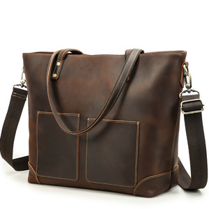 2025 noir ange rétro Crazy Horse cuir unisexe Portable sac à bandoulière grande capacité ordinateur sac de <span class=keywords><strong>messager</strong></span> - Product Image 1
