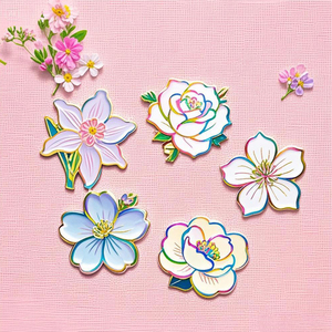 เข็มกลัดดอกไม้เคลือบสีรุ้งแบบใหม่ ดีไซน์ซับซ้อน งานโลหะประดับเสื้อผ้า กระโปรง ปกเสื้อ หมวก กระเป๋า - Product Image 1