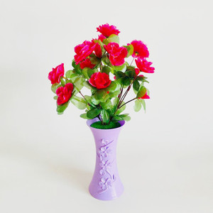 ดอกกุหลาบประดิษฐ์ขนาด 36 ซม. จัดในแจกันสีม่วง สำหรับตกแต่งบ้าน - Product Image 5