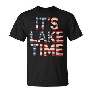 Camiseta Patriótica con la Bandera Estadounidense de It's Lake Time para el 4 de Julio - Product Image 1