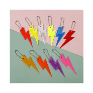 Waterproof Lightning Bolt Reflective KeyChain Pendant Charm Luggage Tags PVC Safety Reflector Tag Backpack Label Bag Accessories