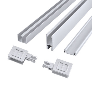 Ensemble de rails pour porte coulissante en verre en alliage d'aluminium, épaisseur 5 mm, antivol, usage intérieur - Product Image 2