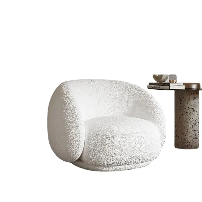 Modern minimalist design floor sofa lamb wool high back armrest single sofa chair living room furniture