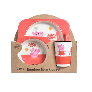 Juego de cena para niños de fibra de bambú de 5 <span class=keywords><strong>piezas</strong></span>, <span class=keywords><strong>vajilla</strong></span> ecológica con diseño de dibujos animados bonitos para alimentación almacenada para uso diario - Product Image 3