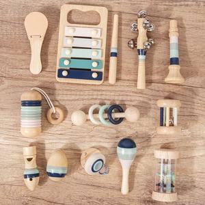 Ensemble d'instruments de musique en bois Orff personnalisés FSC, 12 pièces, hochet en bois Montessori, jouets musicaux sensoriels en bois pour nourrissons et tout-petits - Product Image 4