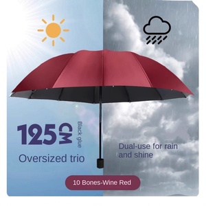 Customized 10-bone Super-large Three-fold Umbrella Sunny Rain Dual-use Black Rubber Sunshade Business Advertising Umbrella